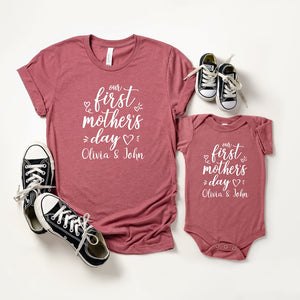 Personalized Our First Mothers Day Shirt, Mommy And Me Matching Shirt, New Mom Mothers Day Gift, Mother And Baby First Mothers Day