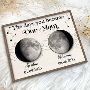 The Day You Became Mom - Personalized Layered Wooden Picture Frame - Gift For Mom, Mother's Day, Birthday Gift