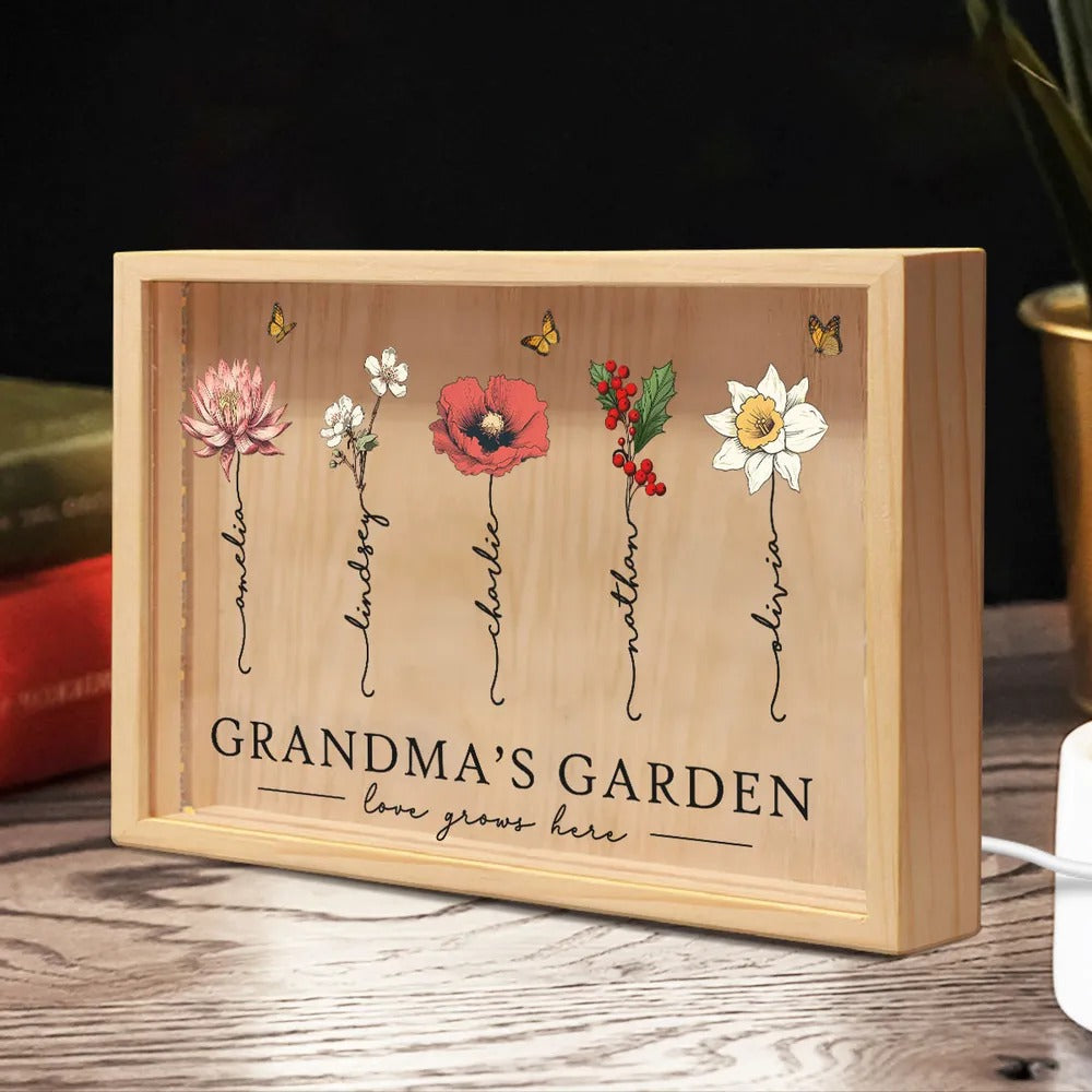 Grandma Mom's Love Grows Here - Personalized Light Frame - Gift For Grandma, Mommy, Mother's Day, Birthday Gift