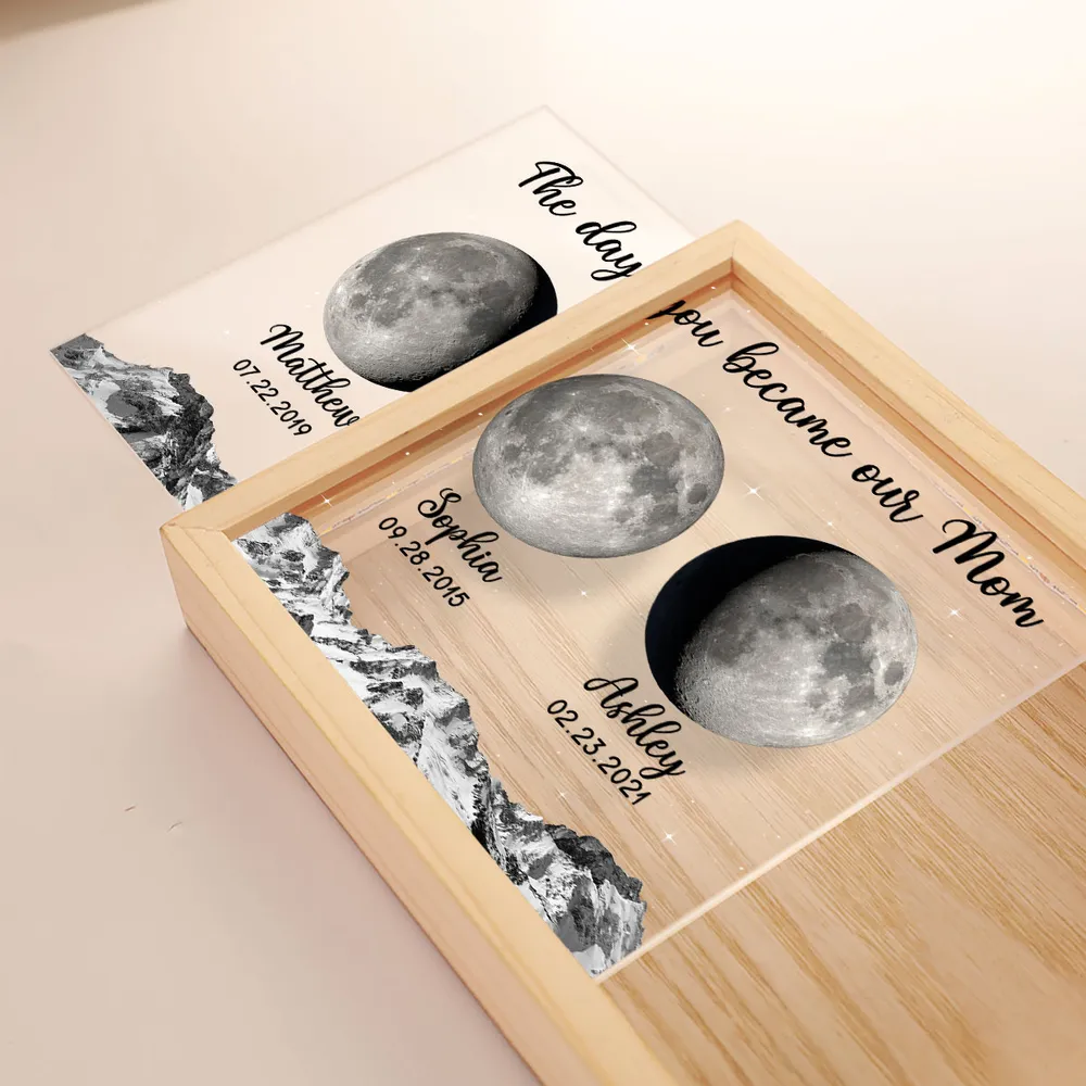 The Day You Became My Mom Custom Moon Phase - Personalized Light Frame - Gift For Mom, Mother's Day, Birthday Gift
