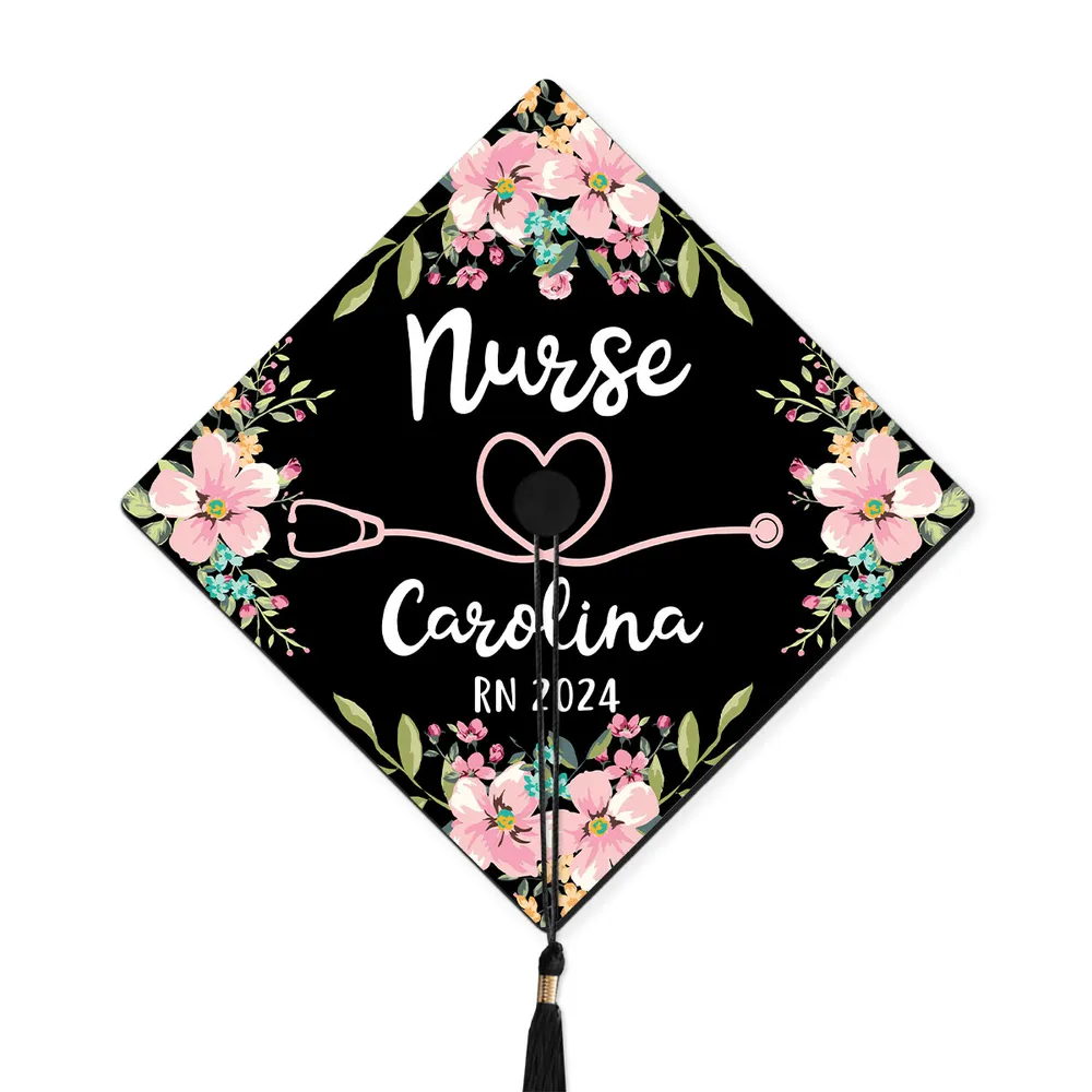 Nurse Graduation Gift Floral Theme - Personalized Graduation Cap Topper - Graduation Gift
