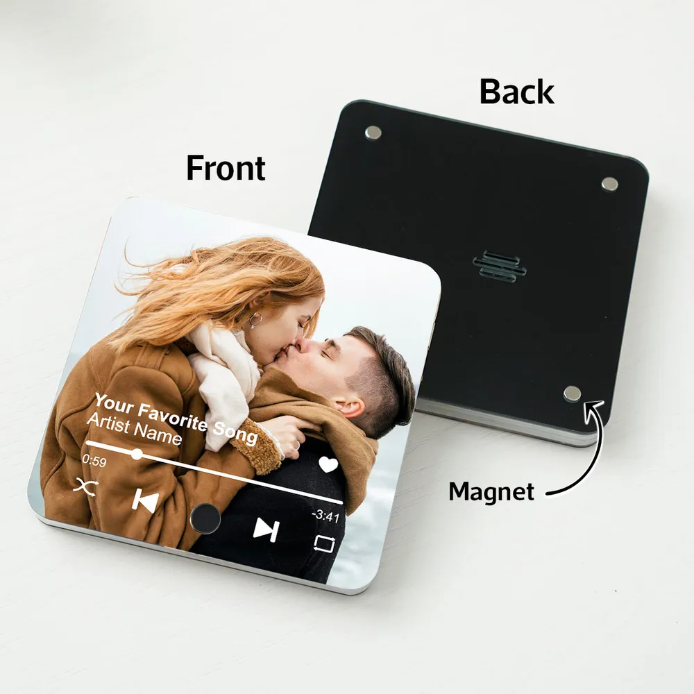 Custom Couple Photo & Favorite Song - Personalized Music Fridge Magnet - Gift For Couple