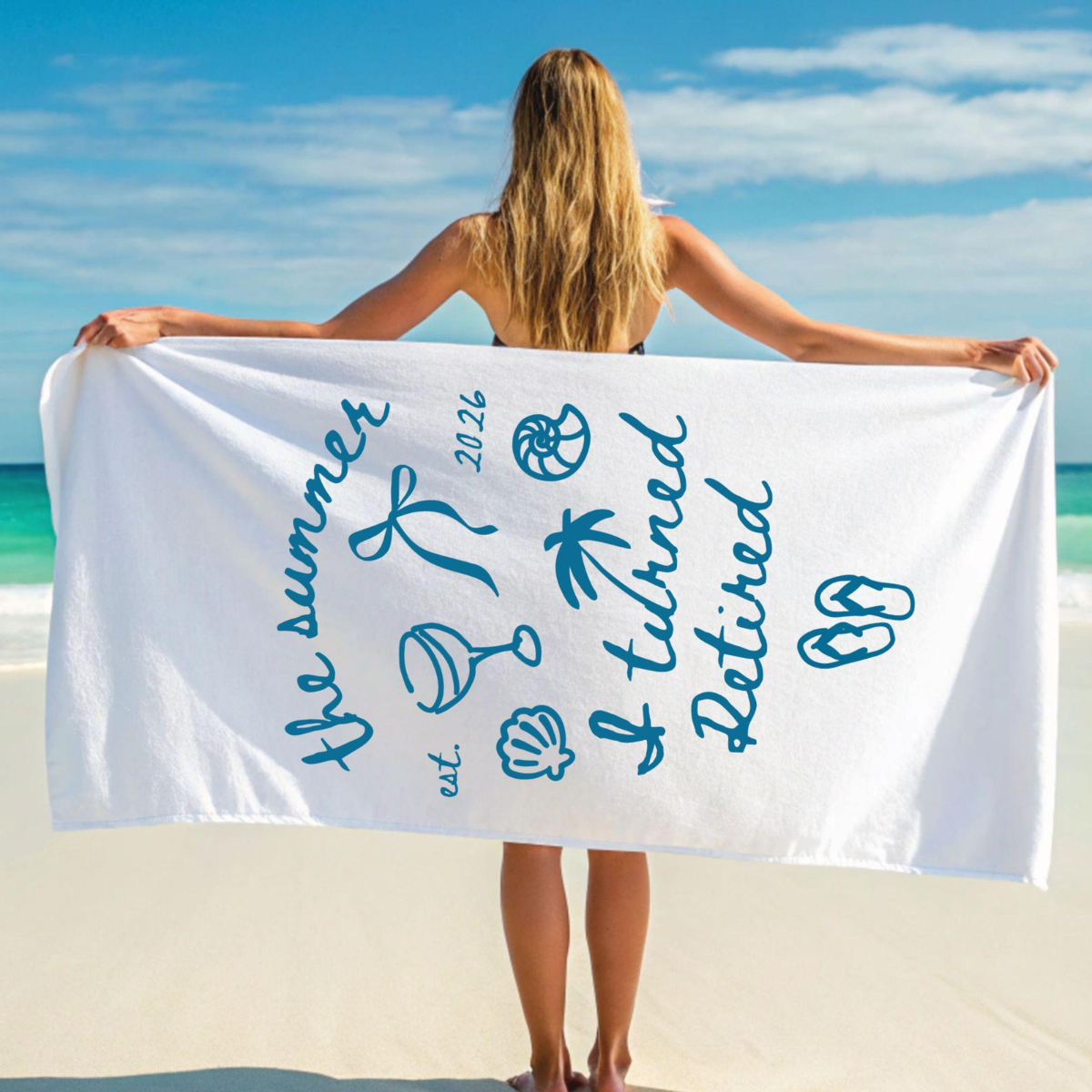 Retirement Gift For Women, The Summer I Turned Retired Beach Towel, Funny Retirement Party Gift For Retiree