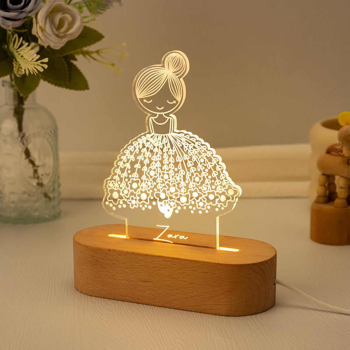 Personalized Ballerina Girl with Name, Custom Night Light with Name, Nursery Room Lamp, Christmas Gift, Ballet Gift, Birthday Gift for Her