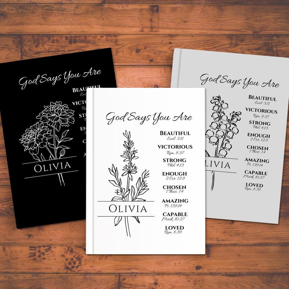 Teen Baptism Gift for Girl Personalized Prayer Journal with Name & Flower Choice, Positive Affirmations Christian Book, Confirmation Gift