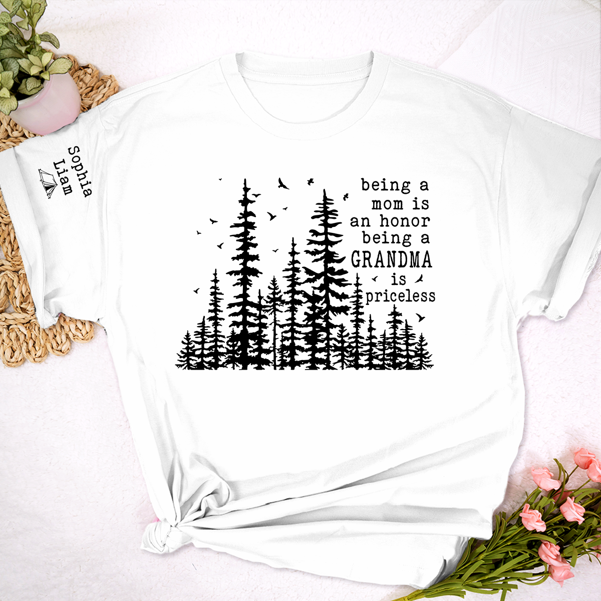 Being a Mom Is an Honor Being a Grandma Is Priceless Shirt, Personalized Grandma Shirt with Grandkids Names, Nature Lover Tee 5_5c42e879-eed6-4d83-84e8-67eb55720189.png