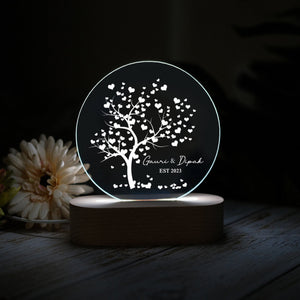 Tree of Hearts Personalized Couples LED Night Light, Anniversary Gift, Valentine's Day Gift For Couple