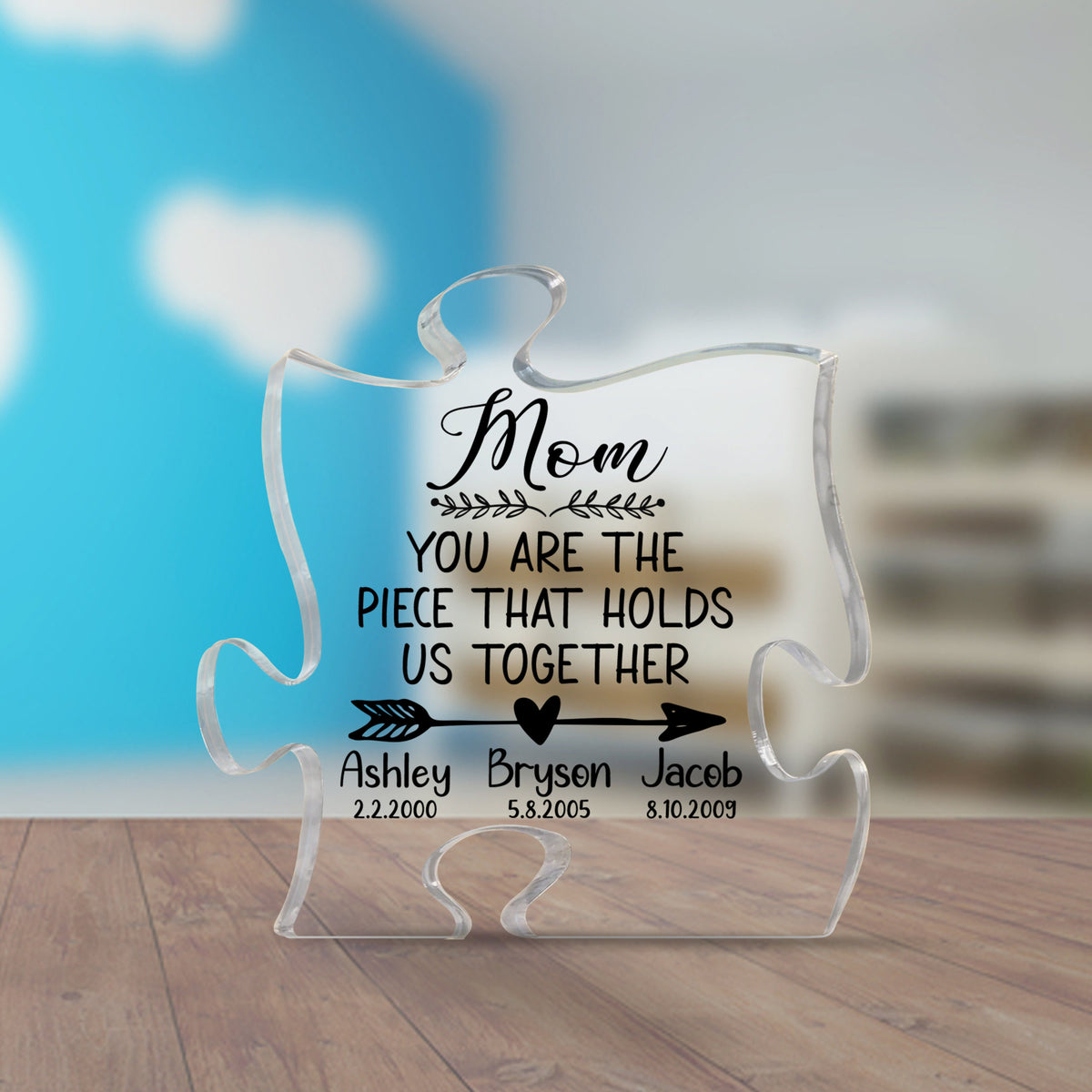 Personalized Acrylic Puzzle, You Are The Piece That Holds Us Together, Custom Kid Name, Mother's Day Gift, Unique Gift, Gift For Mom