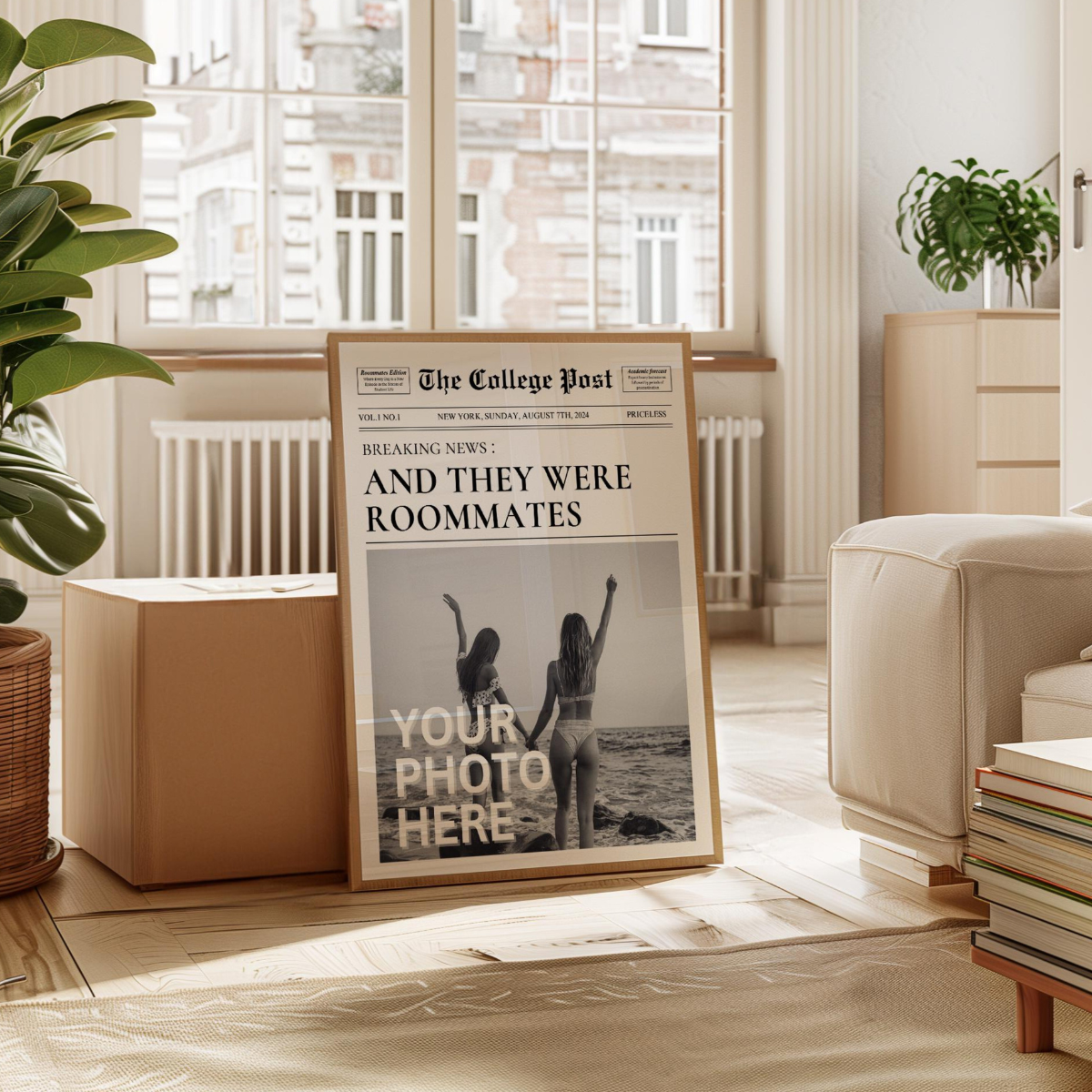 Custom Newspaper Print, Personalized New York Times Wall Art, Retro Magazine Headline, Roommate Decor, Girl Dorm Room Decor