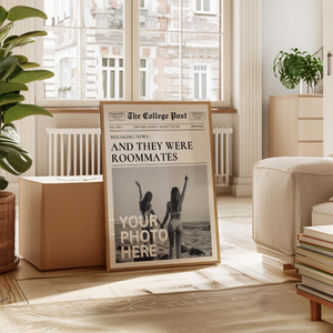 Custom Newspaper Print, Personalized New York Times Wall Art, Retro Magazine Headline, Roommate Decor, Girl Dorm Room Decor
