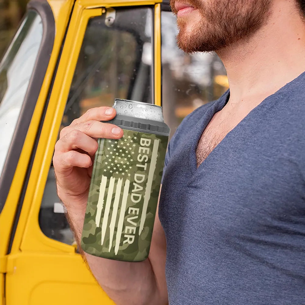 Best Dad Papa Ever Fist Bumps - Personalized Can Cooler Tumbler - Gift For Dad Grandpa, Father's Day Gift Idea
