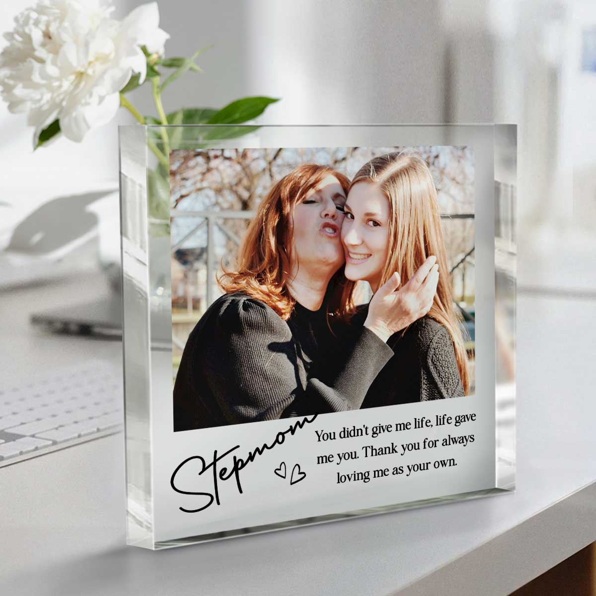 Personalized Stepmom Photo Acrylic Block, Step Mom Mothers Day Gifts, Step Mom Keepsake Gifts From Daughter, Bonus Mom Gift