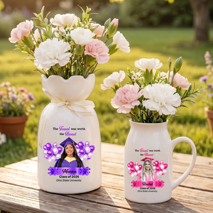 Congrats Graduation Personalized Ribbon Tie Flower Vase