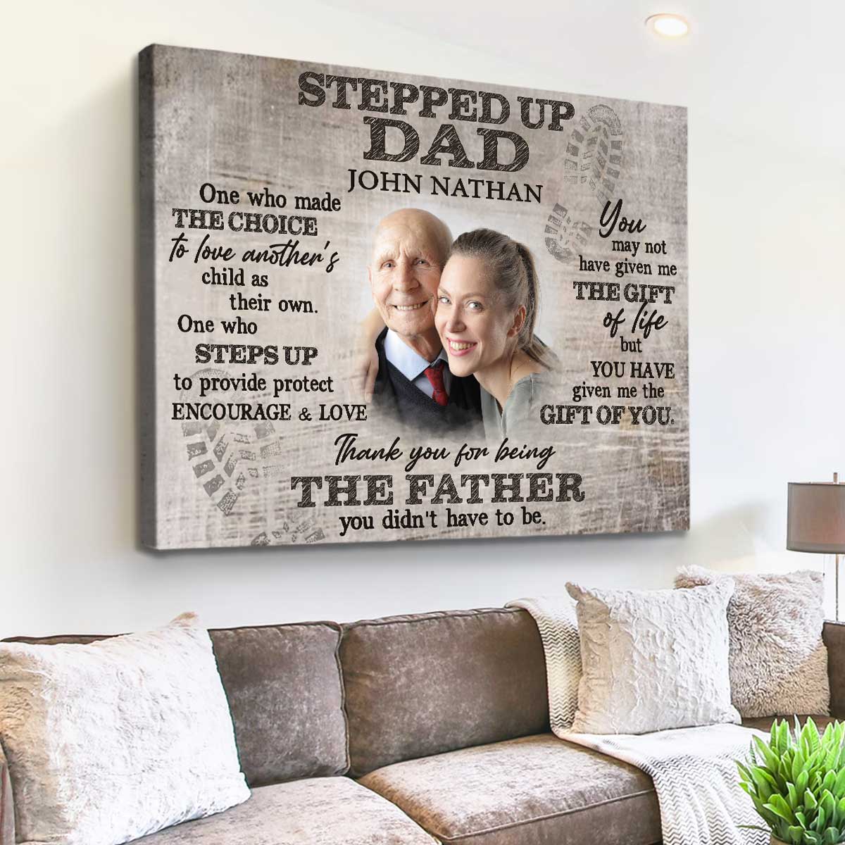 Thank You For Being The Father You Didn't Have To Be - Personalized Canvas - Gift For Step Dad, Bonus Dad, Father's Day, Birthday Gift