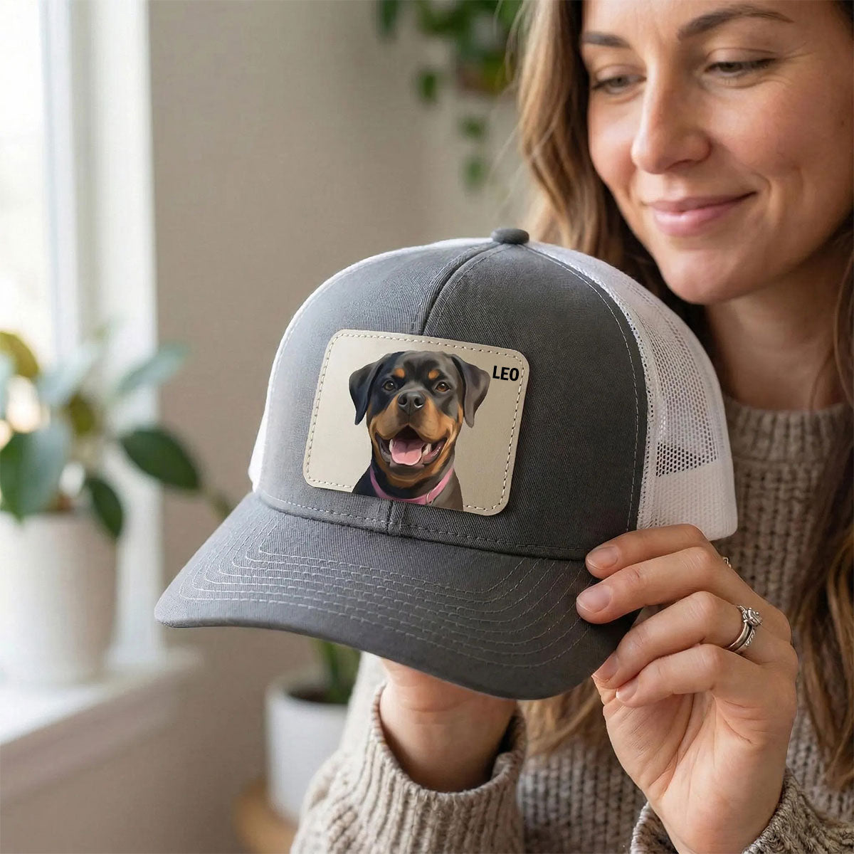 Personalized Pet Photo Trucker Hat Custom Dog Portrait Cap