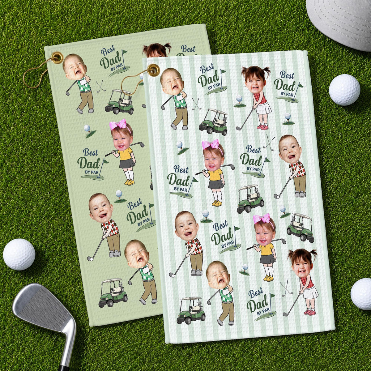 Personalized Baby Photo Golf Towel for Dad, Kids Photo Golf Towel, Best Dad By Par Towel, Fathers Day Gift For Husband, Golf Dad Gift