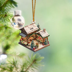 Personalized Market Stand 2D Flat Christmas Ornament, Market Stand Car Ornament, Market Stand Holiday Gift, Housewarming Gifts