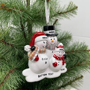 We are Expecting Family Ornament, Personalized Pregnant Snowman Family, ,Christmas Ornament, Baby Announcement Ornament