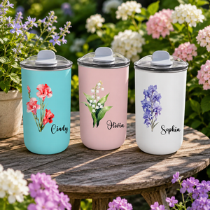 Custom Birth Month Flower Gift - Personalized Tumbler 10oz - Gift For Her
