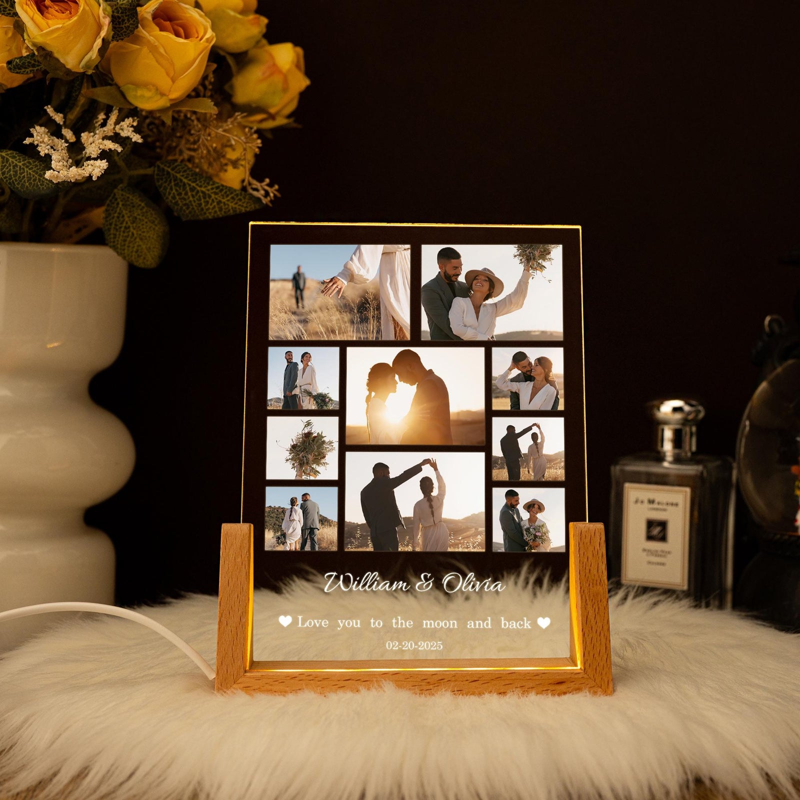Custom Photo LED Light, Photo Collage Lamp, Personalized Acrylic Picture Frame, Valentines Gift for Couple/Her/Him/Friends