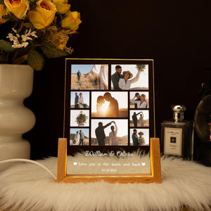 Custom Photo LED Light, Photo Collage Lamp, Personalized Acrylic Picture Frame, Valentines Gift for Couple/Her/Him/Friends
