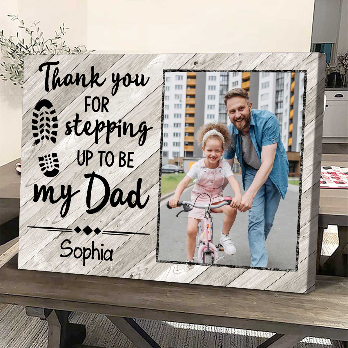 Thank You For Being My Dad - Personalized Canvas - Gift For Step Dad, Bonus Dad, Father's Day, Birthday Gift