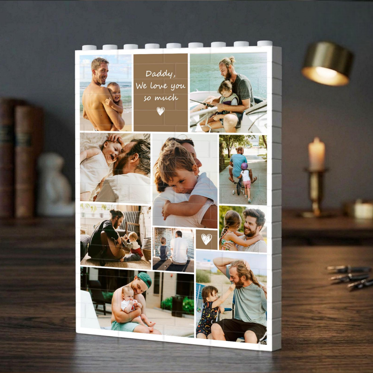 Custom Photo Collage Dad And Kids Building Blocks, Gift for Dad, Best Dad Gift, Fathers Day Picture Collage, Gift For Husband, Birthday Gift