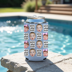 Personalized Father's Day Gift For Dad, Custom Funny Face Baby Can Cooler, Best Dad Ever Can Cooler, Kids Photo Can Cooler Gift For Husband