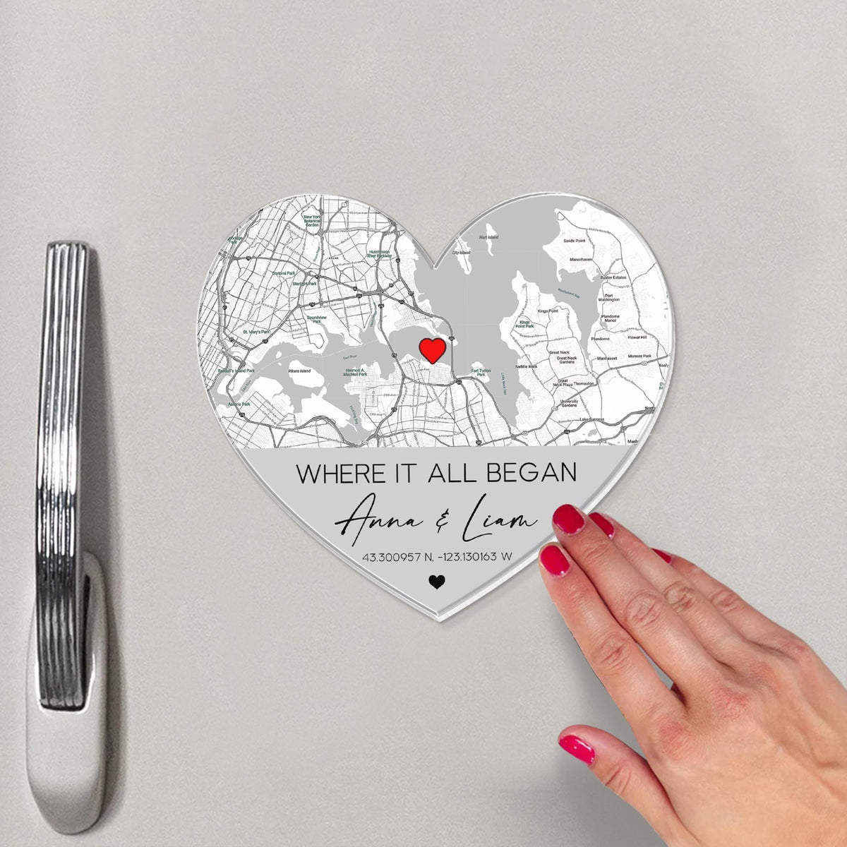 Personalized Anniversary Gift, Custom Location Map Fridge Magnet, Where We Met Map Magnet, Gift For Him, Newly Engaged Gift, Couples Gift