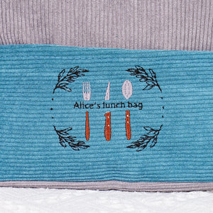 Personalized Corduroy Embroidered Lunch Bag, Custom Embroidered Lunch Bag, Reusable Lunch Bag, Custom Lunch Bag, Children's Lunch Bag
