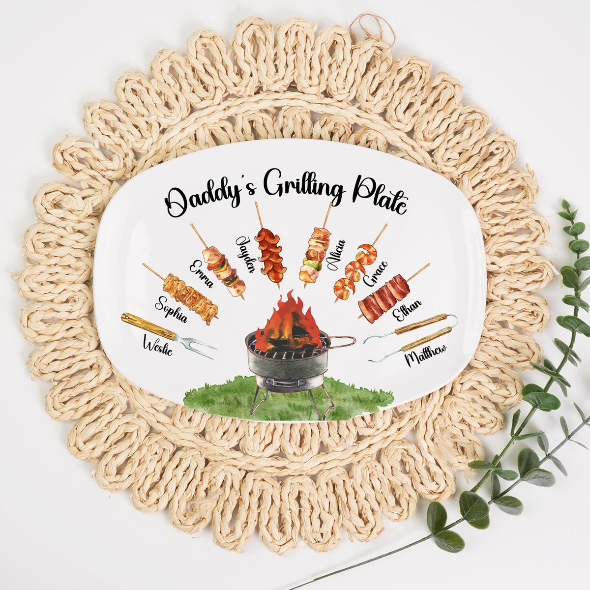 Papa Gift, Custom Grandpa Grilling Platter, Grilling Plate Papa With Kids Names, BBQ Platter Papa's Gift, Gift For Dad, Gift from Grandkids