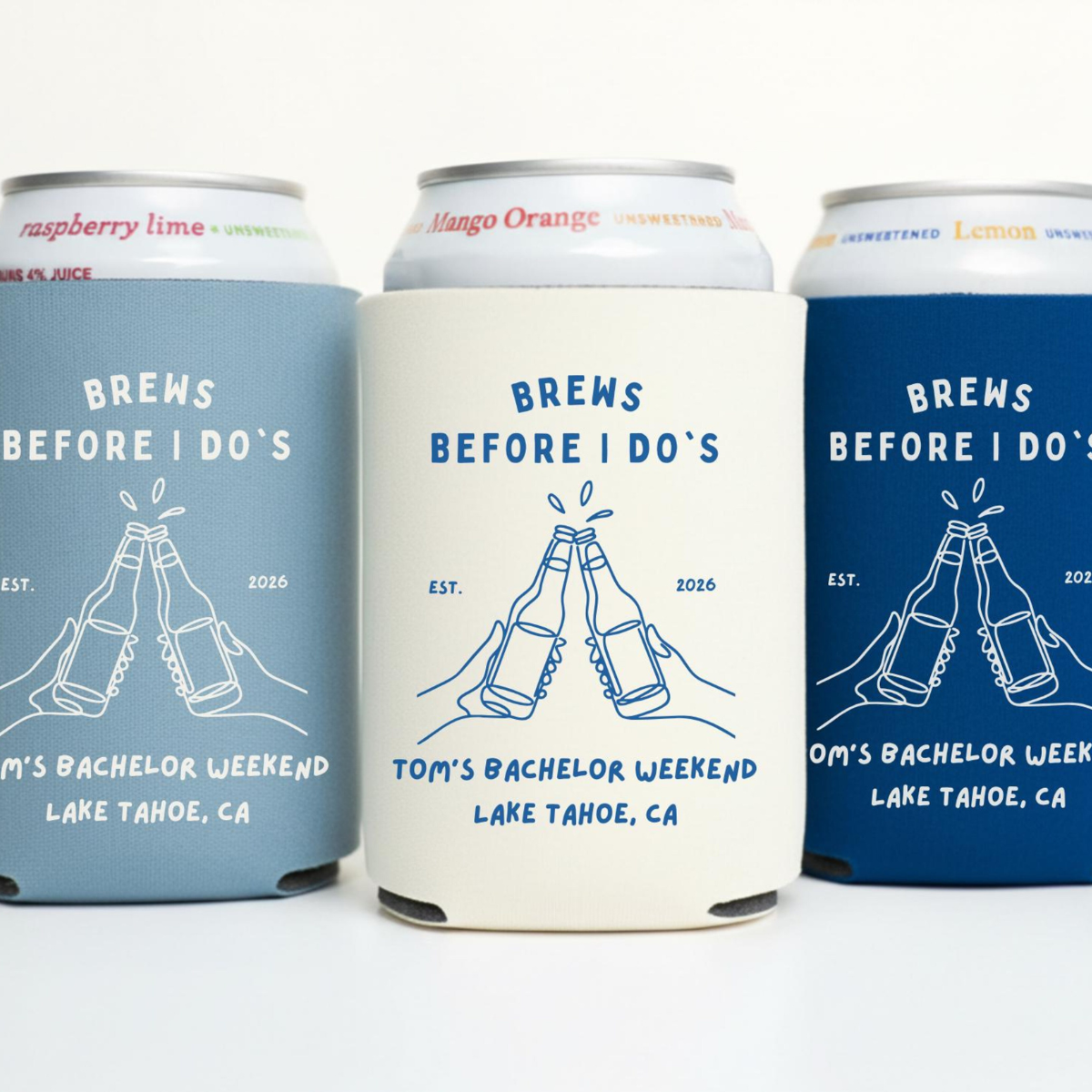Brews Before I Do Can Cooler, Custom Bachelor Party Favor, Wedding Party Favor