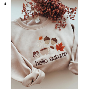 Hello Autumn Embroidered Sweatshirt, Hello Autumn Sweatshirt, Autumn Sweatshirt, Fall Sweatshirt