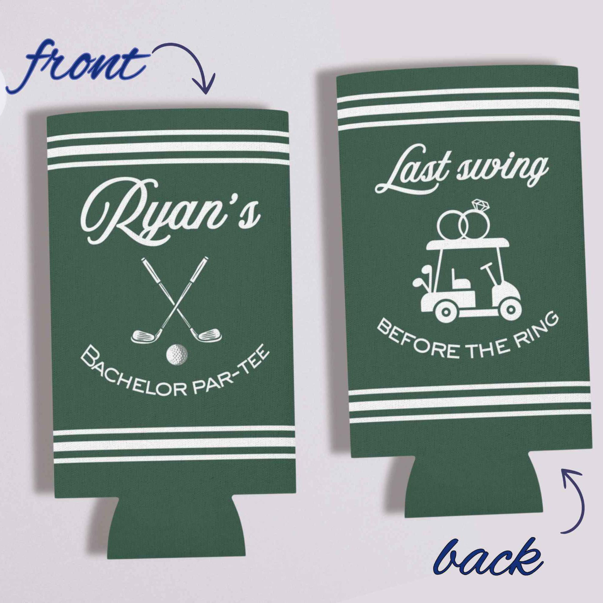 Golf Bachelor Party Can Cooler Custom Name Last Swing Before The Ring Drink Holder Groomsmen Gift Funny Beer Sleeve Golf Weekend Party Favor