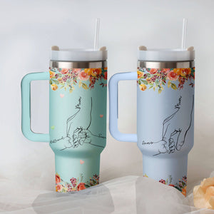 Floral Mom Holds Kids Hand - Personalized Tumbler - Gift For Mother 5_39bbff9c-2685-423a-9c95-1213dc411986.jpg?v=1713933447