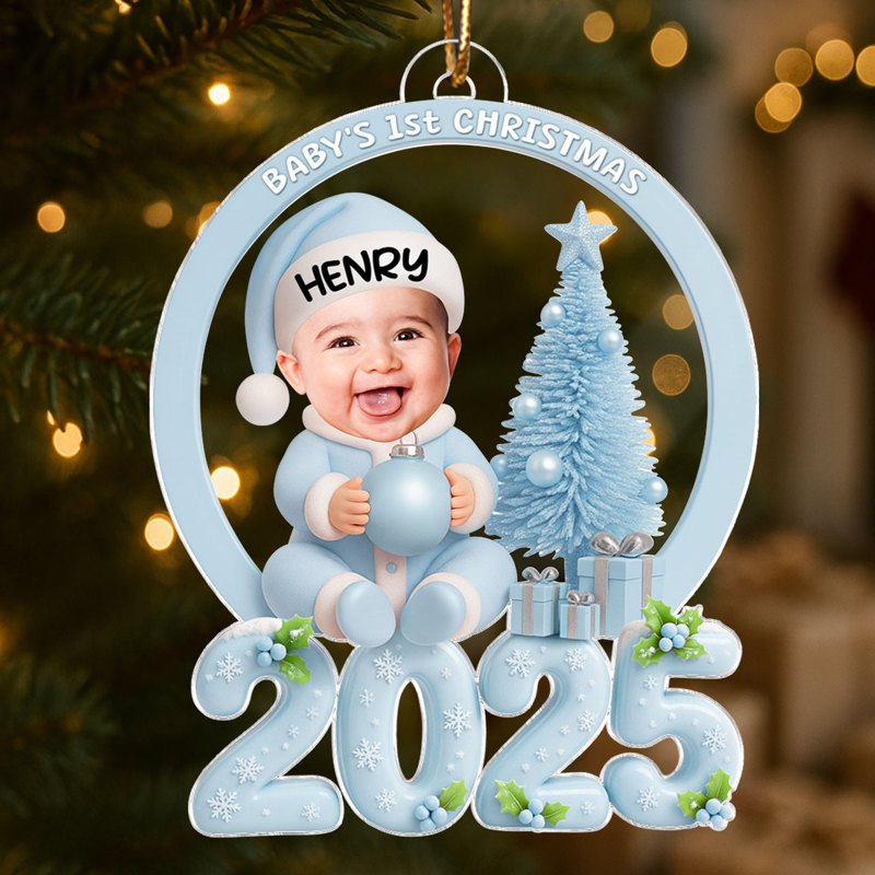 Baby Photo Christmas Tree 2025 - Personalized Acrylic Ornament - Unique Christmas Gift For New Parents, Newborn Keepsake