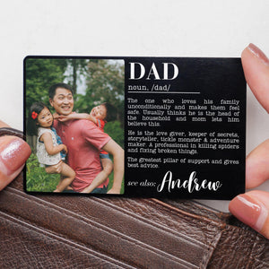 Personalized Dad Definition Metal Wallet Card, Unique Father's Day Gift from Kids, Engraved Wallet Insert, Christmas Birthday Gift for Dad