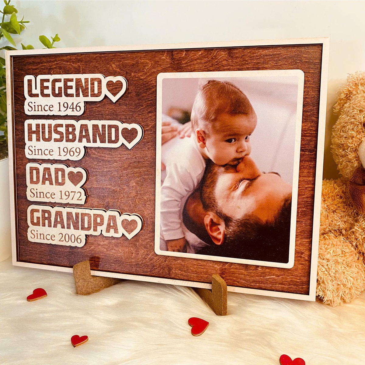 Personalized Legend Husband Dad Grandpa Sign, Wooden Sign For Papa, Custom Photo Wood Sign, Dad Sign, Father's Day 2025 Gift