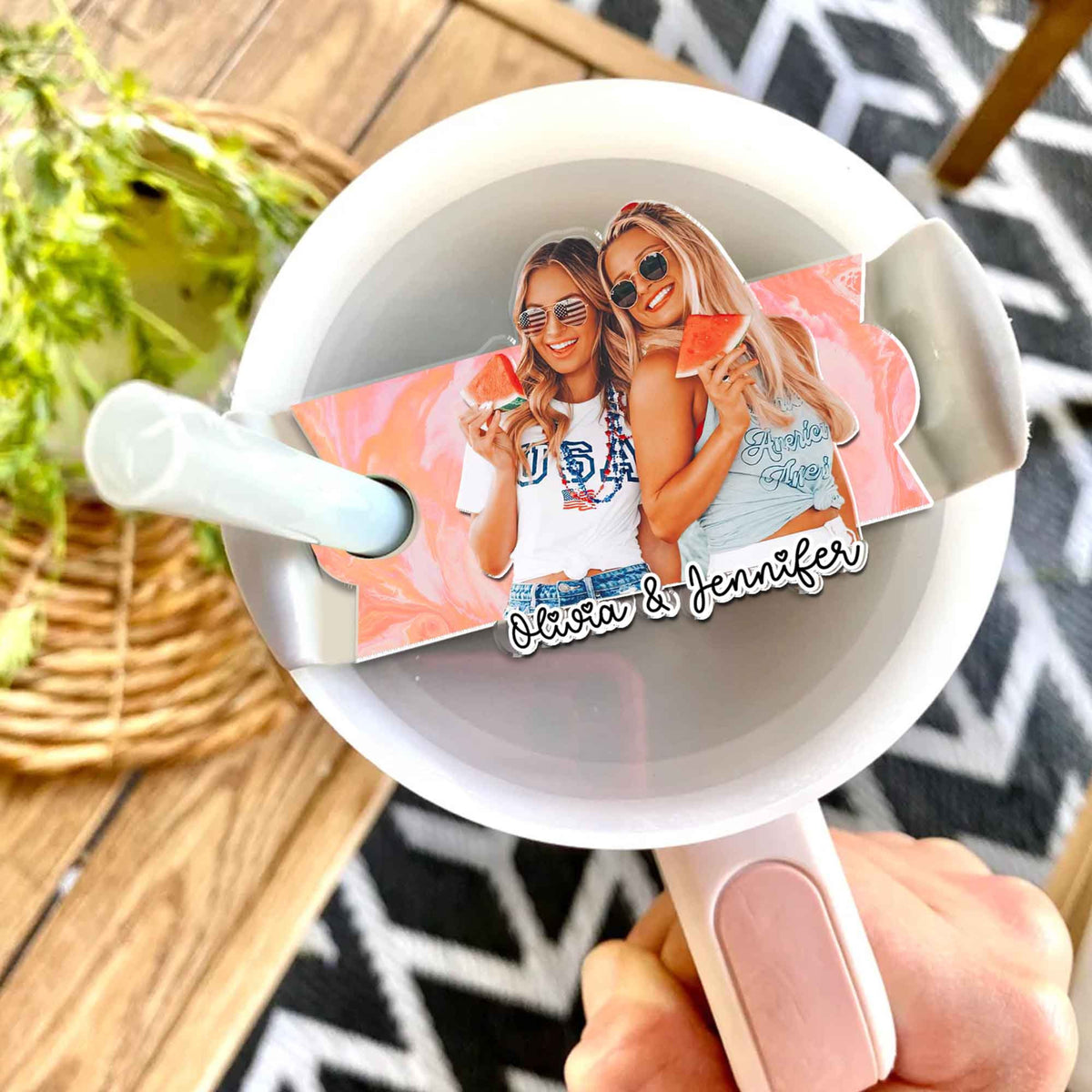 Personalized Photo Tumbler Name Tag, Tumbler Name Plate Topper, Custom Pet Accessories Tumbler Tag, Gift For Best Friends
