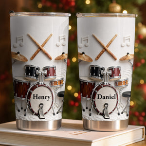 A Passion For Rhythm, Personalized Stainless Steel Tumbler, Gift For Drummers