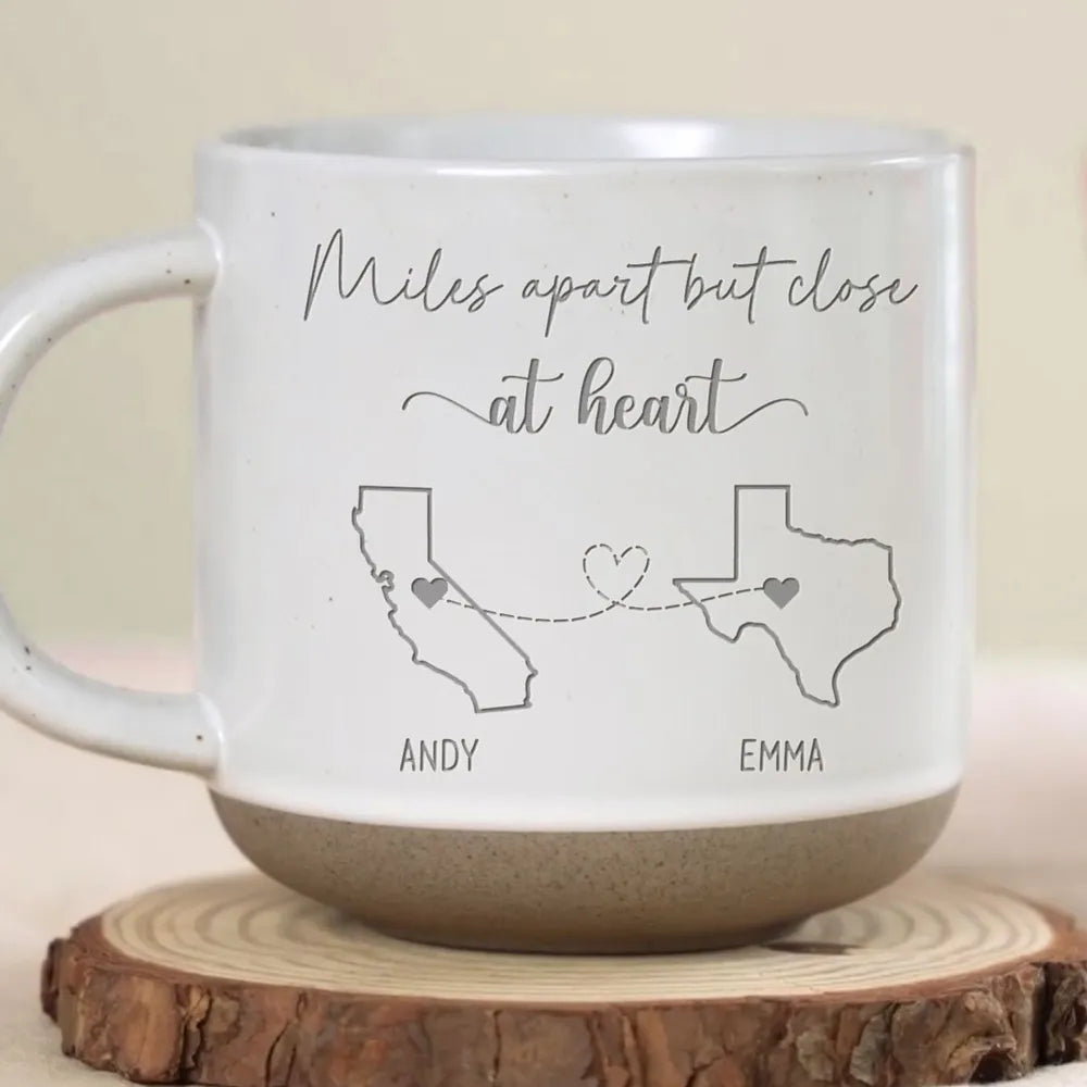 Long Distance Family - Personalized Pottery Mug - Gift For Family