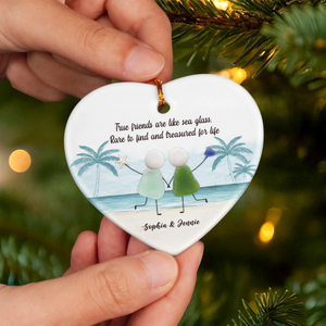 Joy Flows Like Waves Sea Glass Besties - Personalized Ornament - Christmas Gift For Besties, Friends