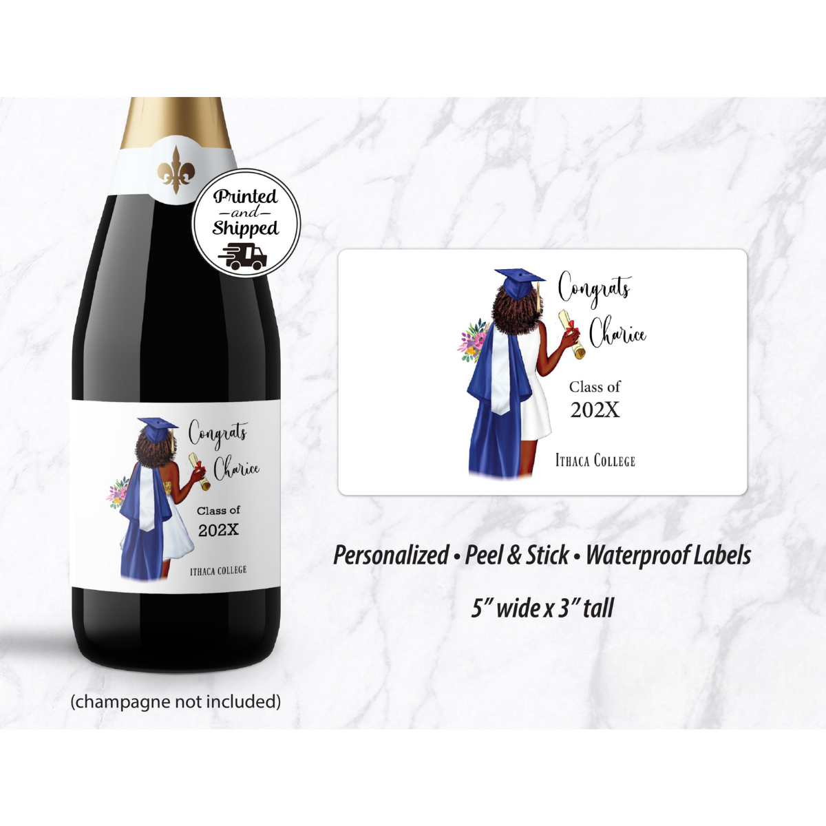 Graduation Champagne Label, Personalized Grad Girl, Graduation Drink Label, Gift For Party