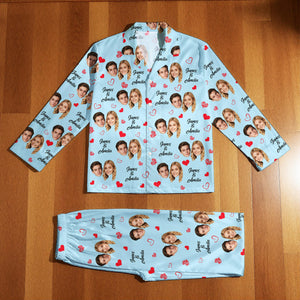 Custom Face Pajama Set, Personalized Photo Pajamas, Christmas Sleeping Matching Set For Couple