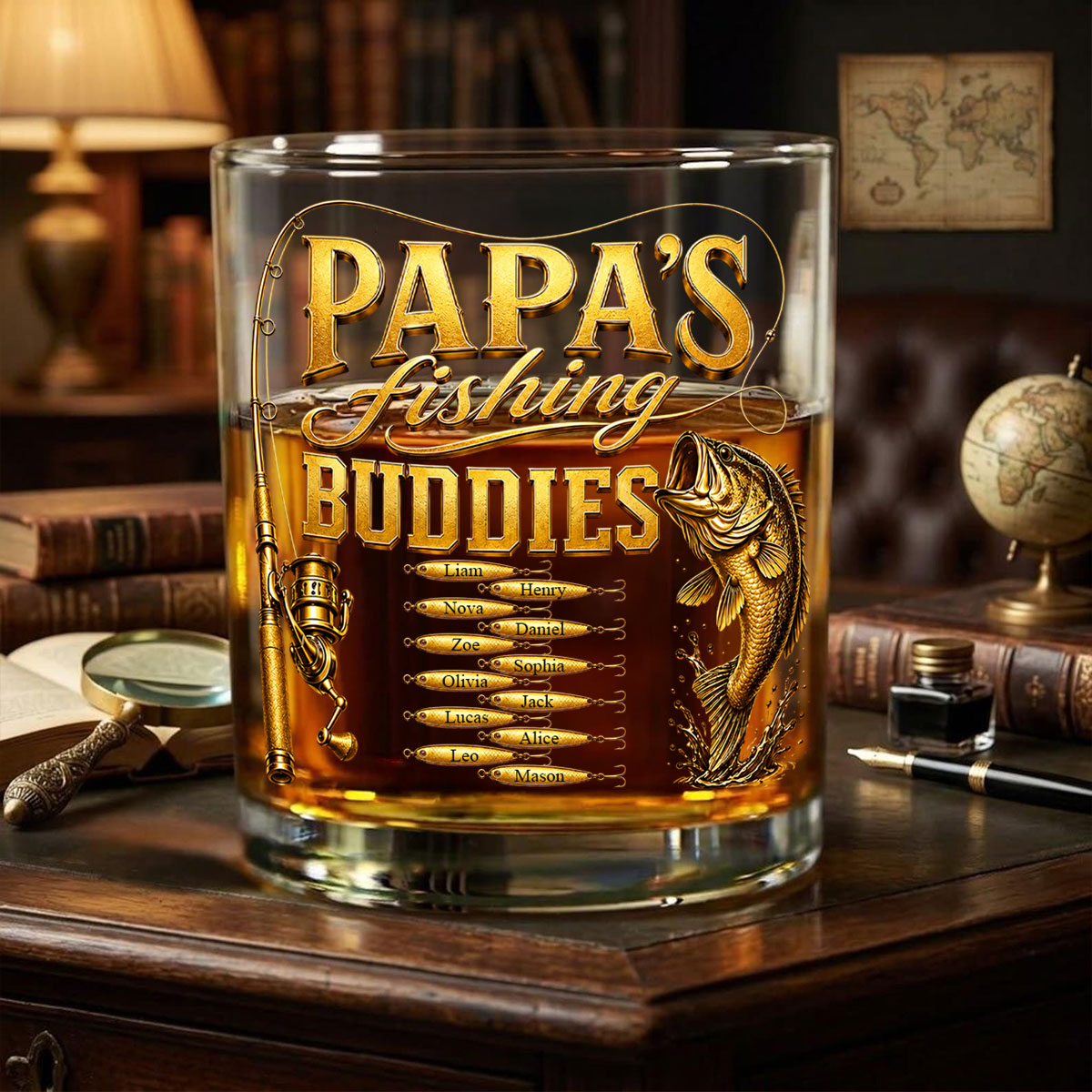 Papa's Fishing Buddies - Whisky Glass Names and Title
