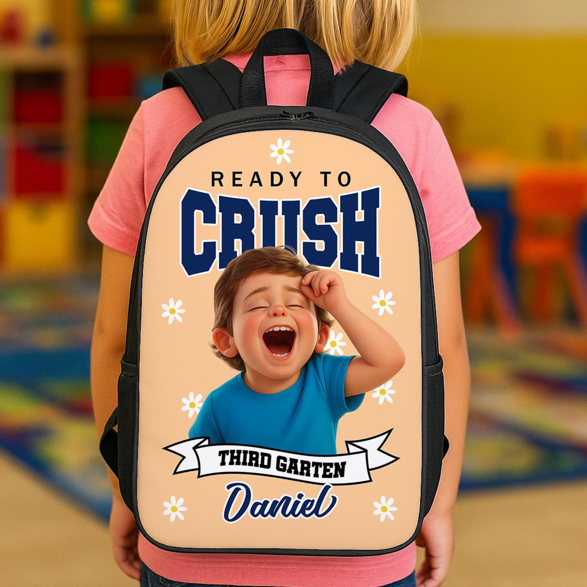 Personalized Ready To Crush Backpack With Custom Cartoon Photo, Name & Grade, Back To School Gift For Girls, Cute Kindergarten Bag