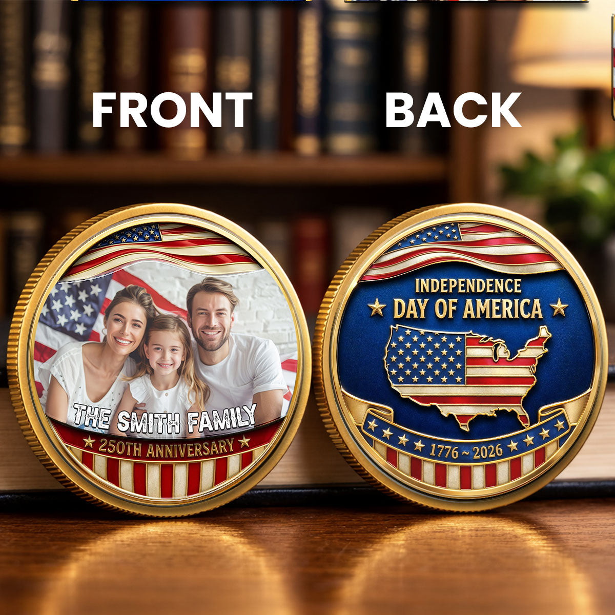 America 250 Legacy Family - Personalized Commemorative Keepsake Coin - Patriotic Gift, 4th Of July Gift For Family