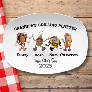 Custom Platter Gifted Father Day, Personalized Daddy's Grilling Plate, Custom BBQ Gift for Dad Grandpa or Husband, Unique Fathers Day Present