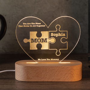 You're The Piece - Personalized 3D LED Light Wooden Base - Gift For Mom, Mother's Day Gift