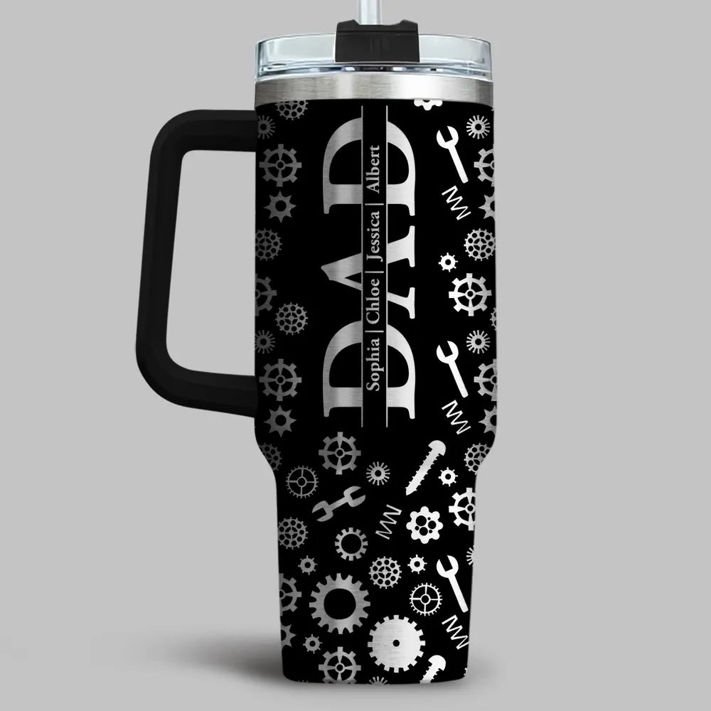 Dad Built With Love - Personalized 40oz Stainless Steel Tumbler - Gift For Dad, Father's Day Gift